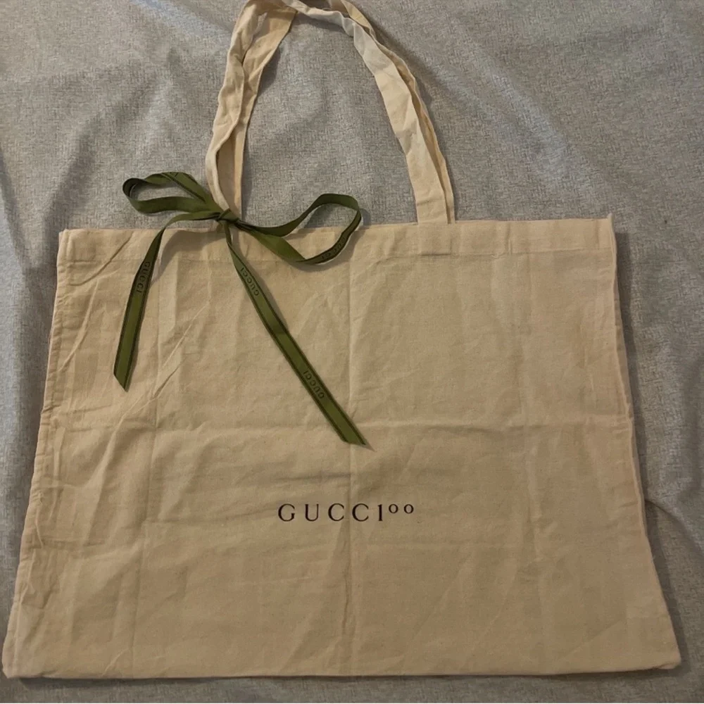 Gucci Beige Tote with Olive Ribbon - Picture 4 of 7
